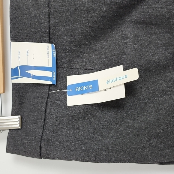 Ricki's Heathered Grey Stretch Mid Rise Fitted Subtle Flare Pants Regular Size 6 - Picture 6 of 14